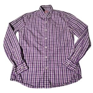 J. Press Mens Purple Plaid Button Down Shirt Trunk Club Exclusive Cotton Size M